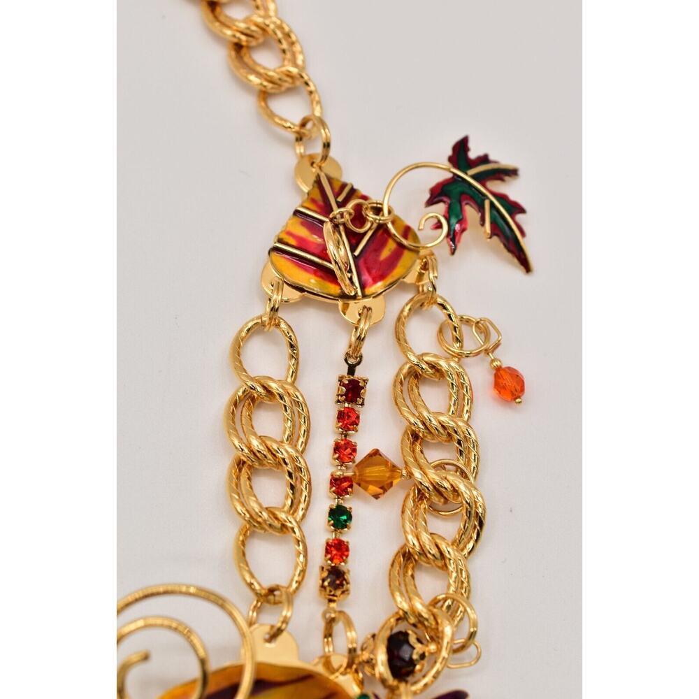 Lunch At The Ritz Autumn Fall Belt Chain Rhinestone Crystal Maple Leaf RARE - Picture 7 of 16